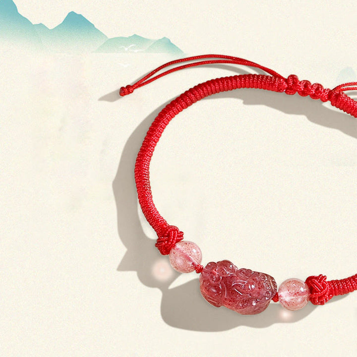 Bracelet tressé de protection PiXiu en obsidienne naturelle argentée et brillante faite à la main avec des Buddha Stones - image 9