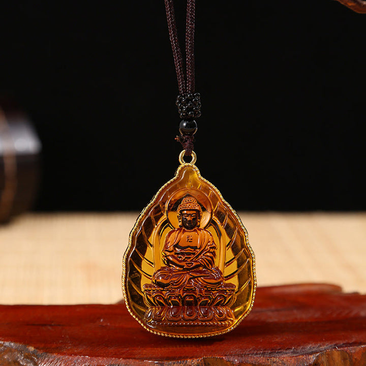 Collier avec pendentif en cristal de sérénité du Bouddha tibétain Liuli - Bouddha brun - image 5
