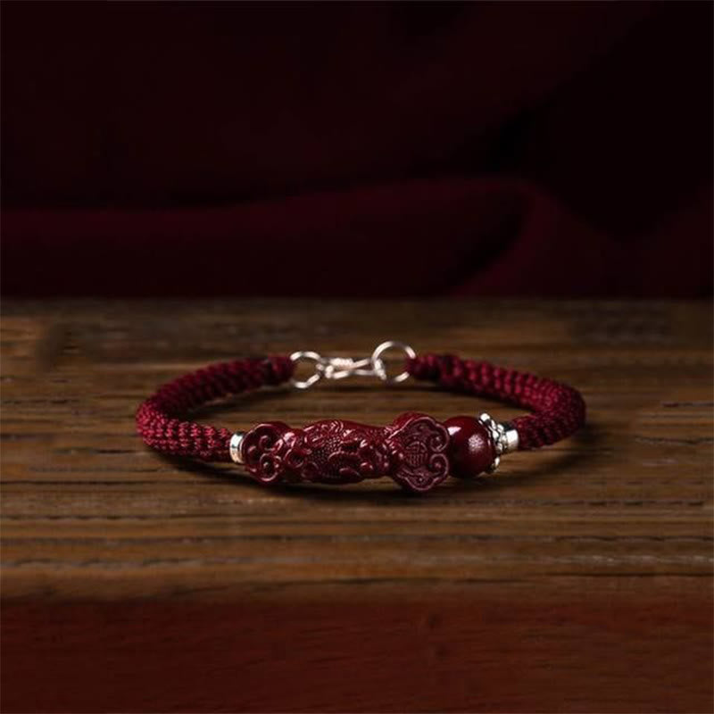 Bracelet tressé PiXiu Cinabre Fait Main par Buddha Stones