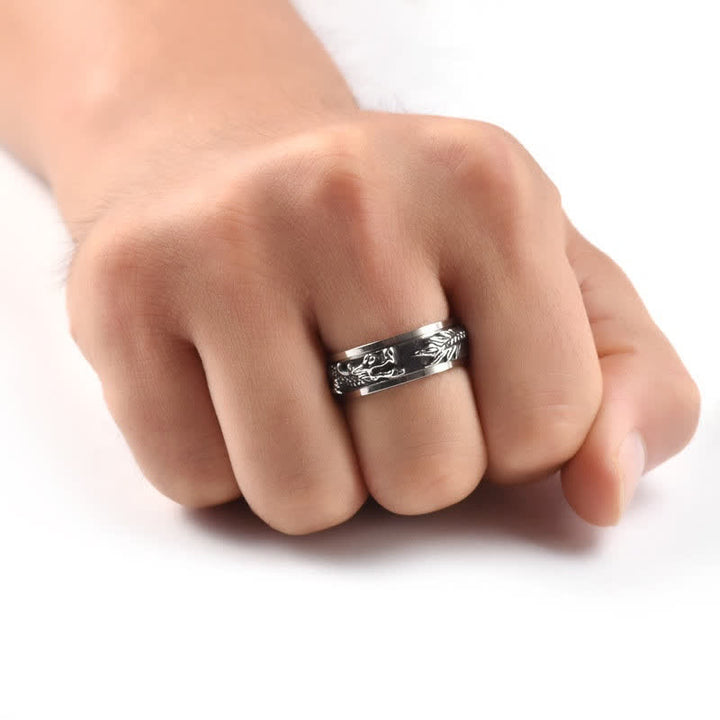 Buddha Stones Anneau rotatif de stimulation en acier titane Dragon - image 17