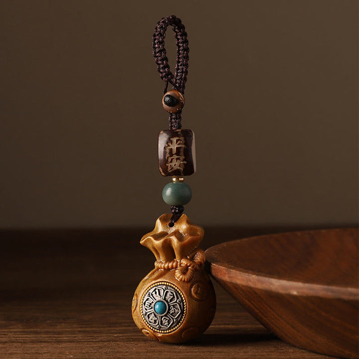Buddha Stones Petite Feuille Bois de Santal Rouge Bois de Santal Vert Sac d'Argent Om Mani Padme Hum Protection Rotative Décoration Suspendue - image 10