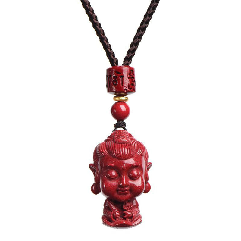 Buddha Stones Zodiaque chinois Bouddha natal Amulette en cinabre naturel Collier pendentif éloignant les mauvais esprits