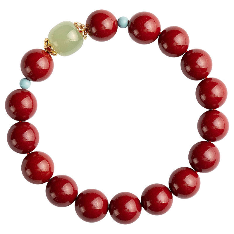 Bracelet porte-bonheur en aventurine verte et cinabre de Buddha Stones