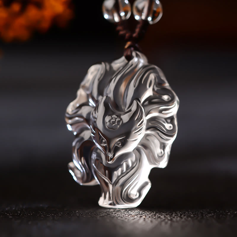 Buddha Stones pendentif porte-bonheur en améthyste naturelle et cristal blanc citrine à neuf queues