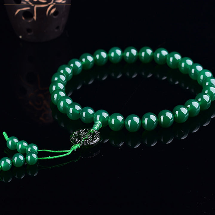Buddha Stones Agate verte naturelle Poignet Mala Manifestation Poche Mala Décoration de voiture