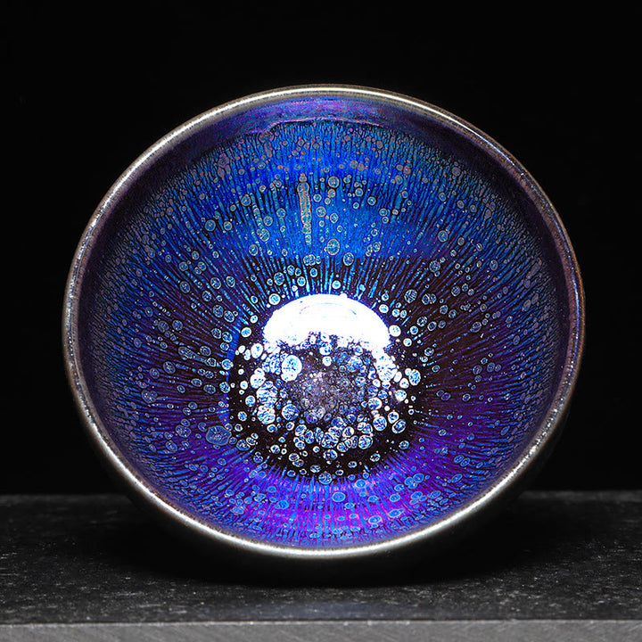Tasse à thé en céramique émaillée colorée bleue de Jianzhan de pierres de Buddha Stones tasse à thé Kung Fu Tenmoku avec boîte-cadeau