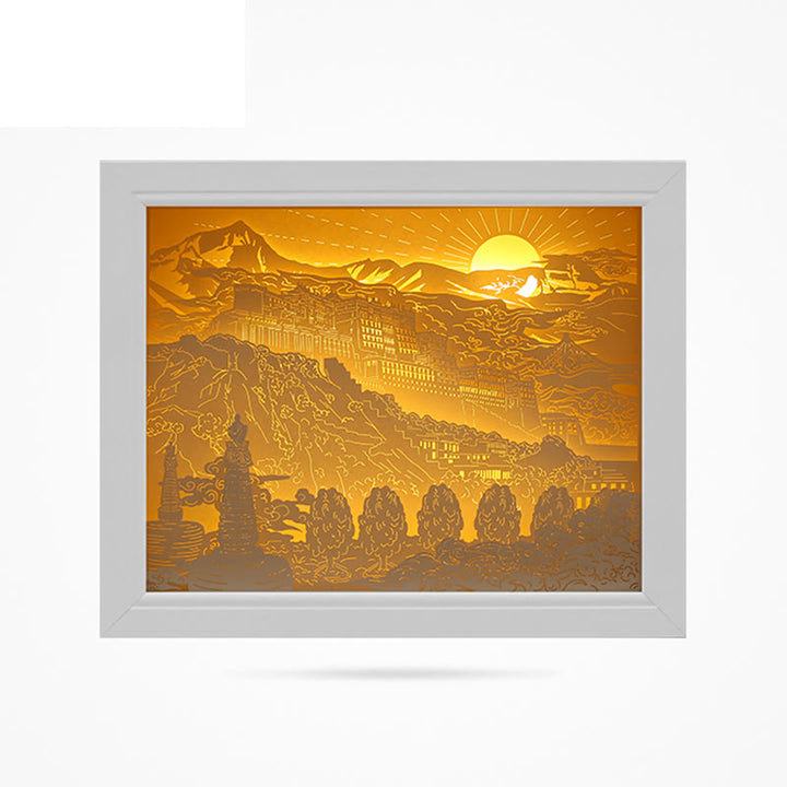 Lampe de table LED en papier sculptée au Tibet Potala Palace - Soleil levant - image 14
