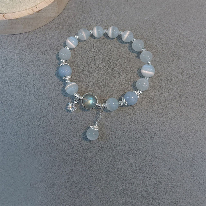 Bracelet de soutien à breloques en forme d'étoile, de papillon et de pierre de lune avec œil de chat et Buddha Stones