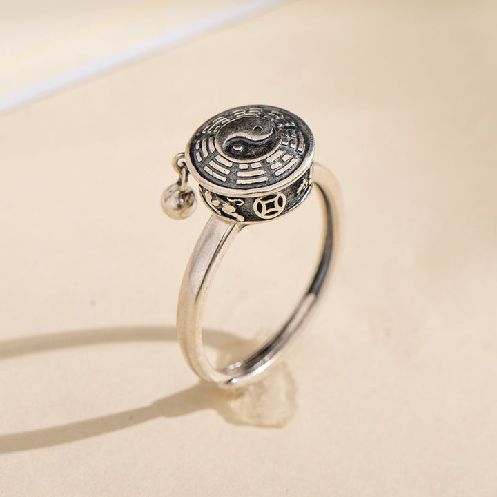 Bague rotative Yin Yang en cuivre pour la chance et la richesse