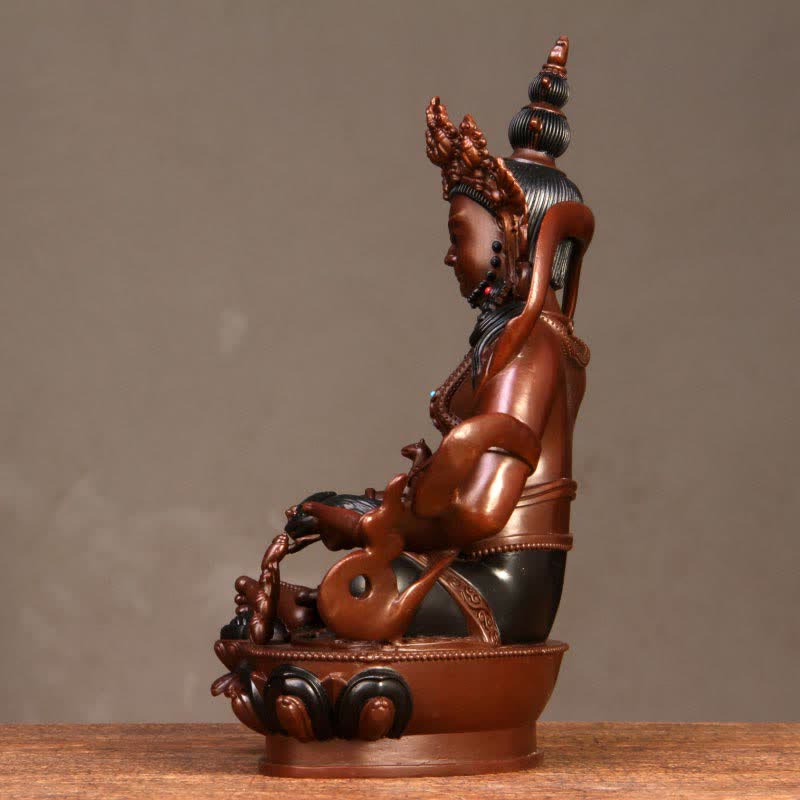 Figurine Bodhisattva Jambhala jaune Statue de compassion en cuivre Décoration de bureau à domicile - image 5