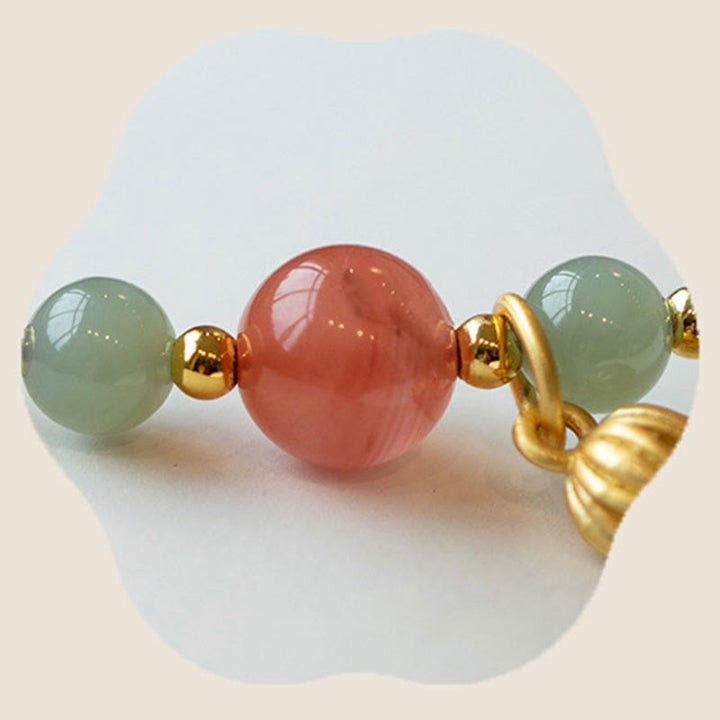 Bracelet en corde de confiance calme et agate rouge en jade et lotus avec Buddha Stones