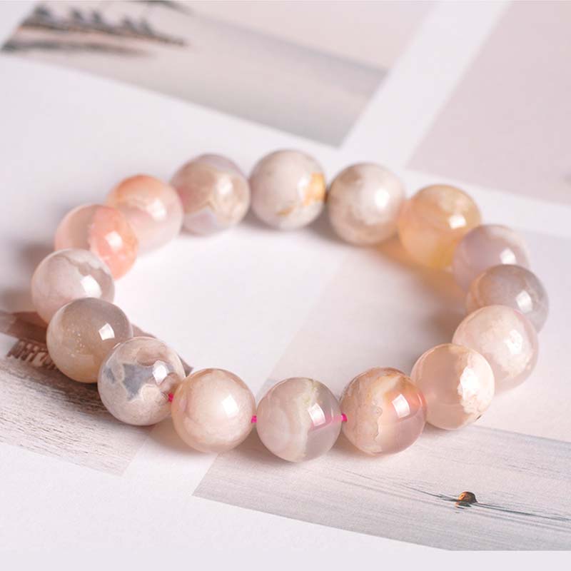 Bracelet de bénédiction de la paix en agate Sakura de Buddha Stones