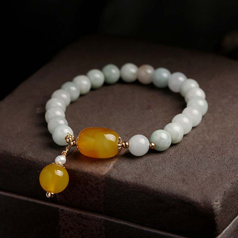 Bracelet de protection en agate de jade blanc naturel Buddha Stones