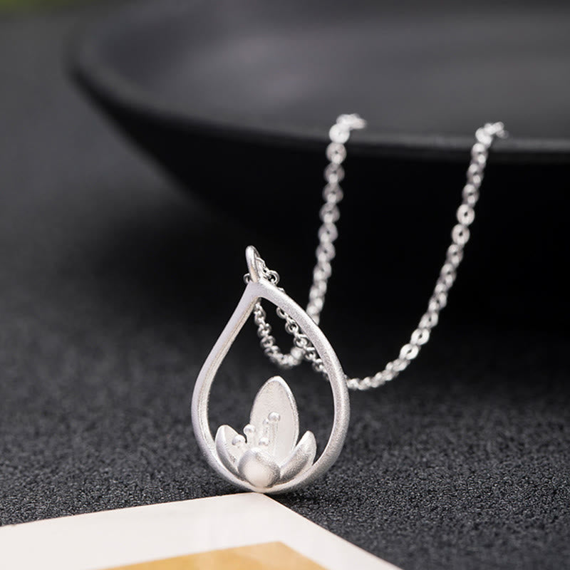 Collier pendentif fleur de lotus en argent sterling 925 Buddha Stones - image 4