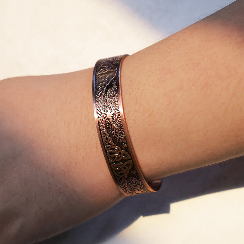 Bracelet manchette réglable magnétique avec Buddha Stones et arbre de vie porte-bonheur