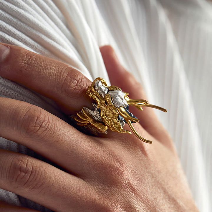 Pendentif bague réglable en argent sterling 925 Buddha Stones et dragon porte-bonheur et protection - image 9