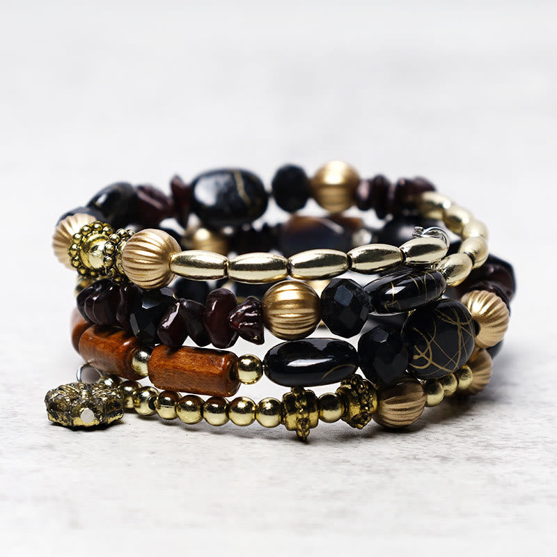 Bracelet de bénédiction multicouches en perles d'agate turquoise irrégulières avec Buddha Stones