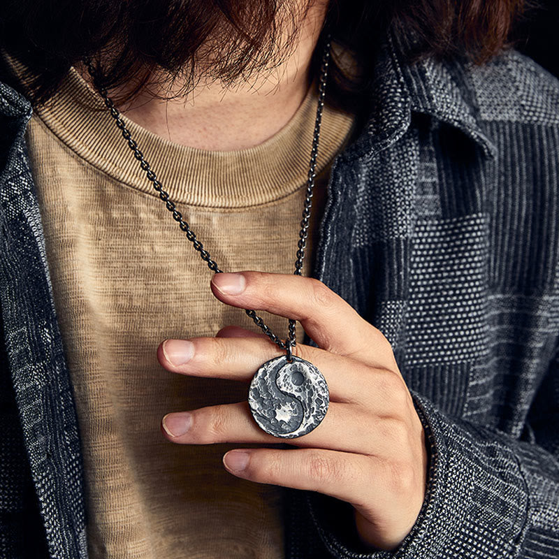 Collier pendentif en argent sterling 990 avec Buddha Stones et texture marteau Yin Yang - image 5