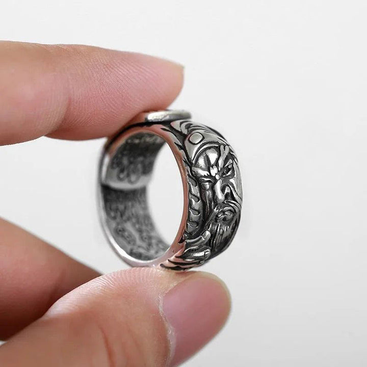 Bague de richesse avec amulette de nuages de bon augure Guan Gong