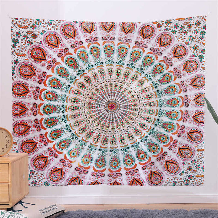 Tapisserie murale à motif mandala bohème, art mural, focus sur la créativité, décoration de salon pour la maison