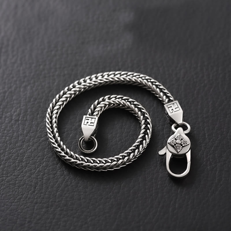Bracelet tibétain à double chaîne Dorje Vajra Swastika avec Buddha Stones
