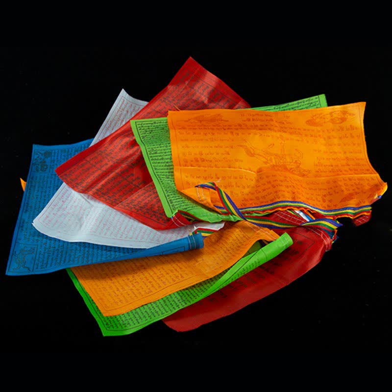 Drapeaux de prière d'extérieur Tibétains à 5 couleurs représentant le cheval du vent (20 pièces) - image 6