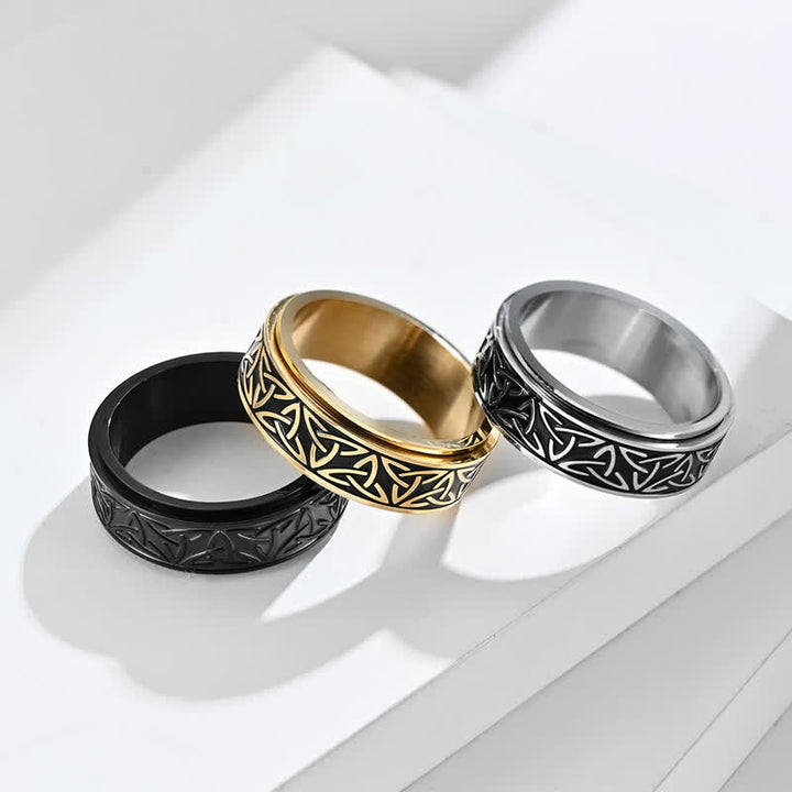 Bague rotative calme en acier titane avec Buddha Stones