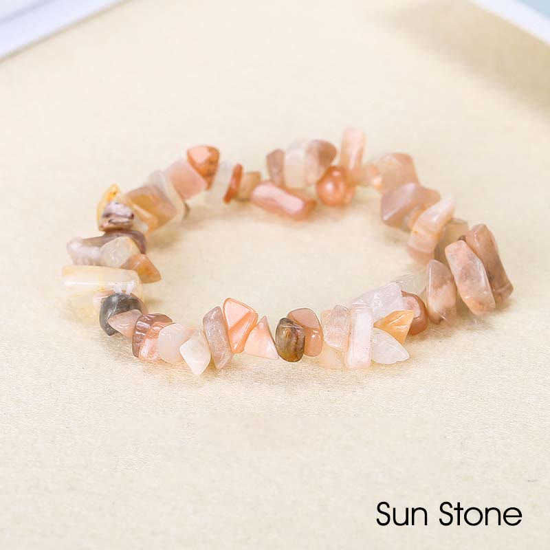 Bracelet apaisant et chaleureux en pierre de cristal de forme irrégulière naturelle - Pierre de soleil (Tour de poignet : 15-18 cm) - image 33
