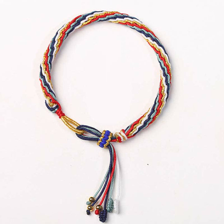 Bracelet tressé de protection avec cordon porte-bonheur et nœud de réincarnation