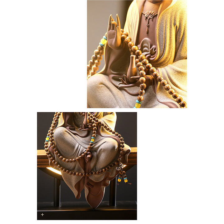 Buddha Stones Bouddha Avalokitesvara Céramique Lotus Relaxation Brûleur d'encens Décoration - image 16