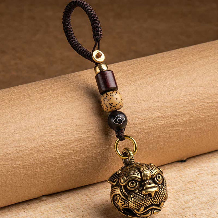 Porte-clés en cuivre PiXiu Wealth Buddha Stones