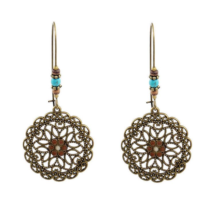 Boucles d'oreilles pendantes porte-bonheur à motif de fleurs rondes