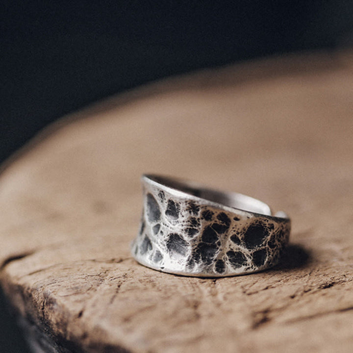 Bague de protection en argent sterling 925 Buddha Stones et texture bosselée - image 2