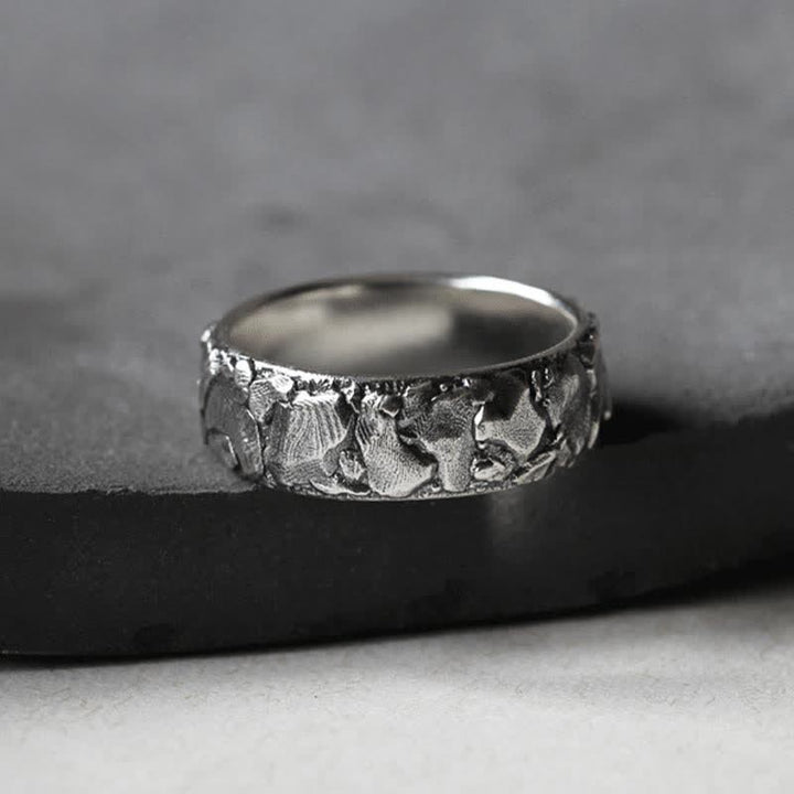 Bague en cuivre avec motif de roche et Buddha Stones