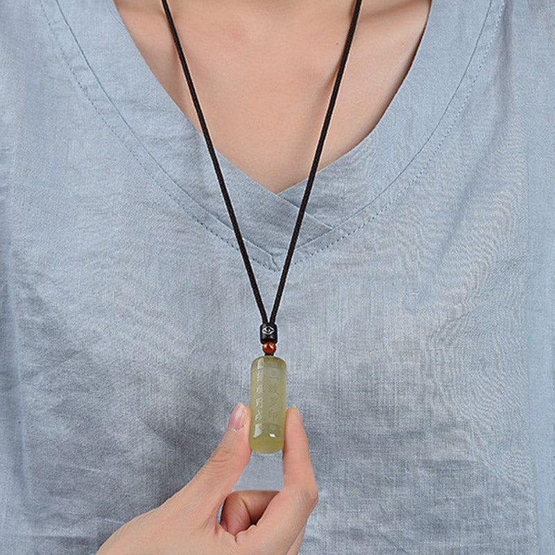 Collier pendentif force bonheur citrine Sutra du cœur
