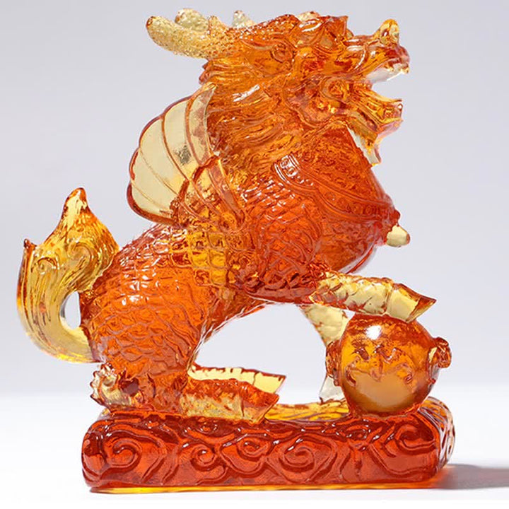 Feng Shui Kirin Pièce d'art en cristal Liuli faite à la main Décoration de bureau à domicile Fortune
