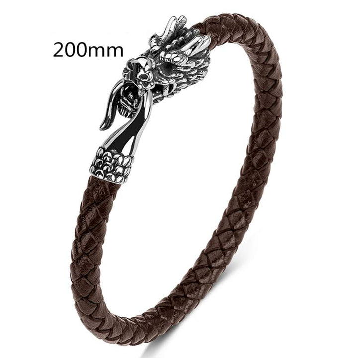 Bracelet de protection en acier titane avec dragon et Buddha Stones
