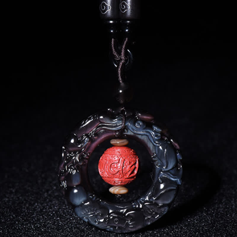 Collier pendentif de guérison en obsidienne arc-en-ciel naturelle PiXiu Cinabre FengShui Buddha Stones - image 8