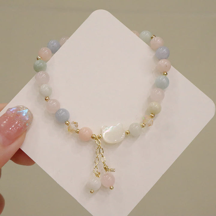 Bracelet d'amour de chat en pierre naturelle de quartz fraise et de morganite de Buddha Stones Tridacna - image 5