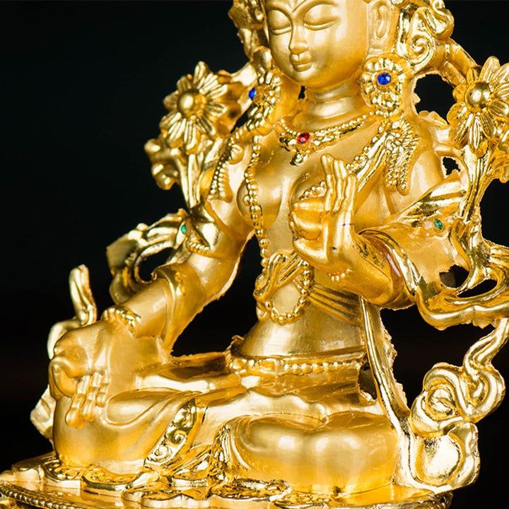 Statue de protection de l'espoir Bodhisattva Tara blanche plaquée or Décoration - image 8