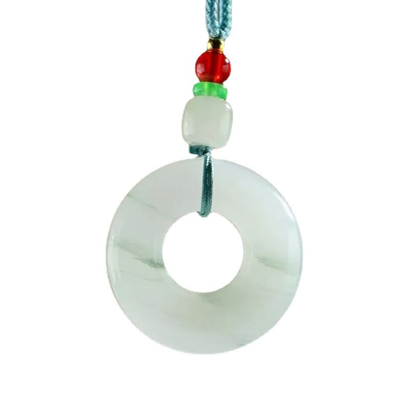 Collier pendentif en jade naturel avec boucle de paix et de prospérité en Buddha Stones