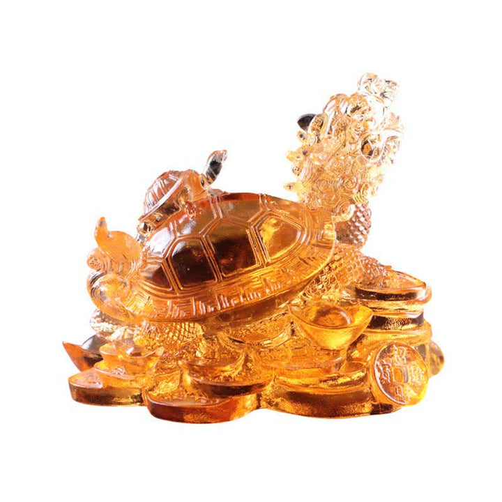 Buddha Stones Feng Shui Dragon Tortue Pièces de monnaie en cristal Liuli fait à la main Pièce d'art porte-bonheur Décoration de bureau à domicile