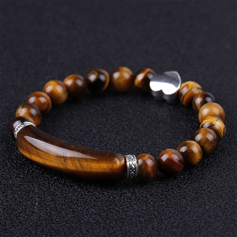 Bracelet unisexe en forme de cœur avec perles en cristal naturel