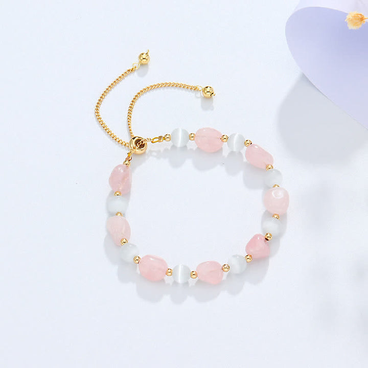 Bracelet de conscience spirituelle en cristal rose améthyste et quartz rutile noir