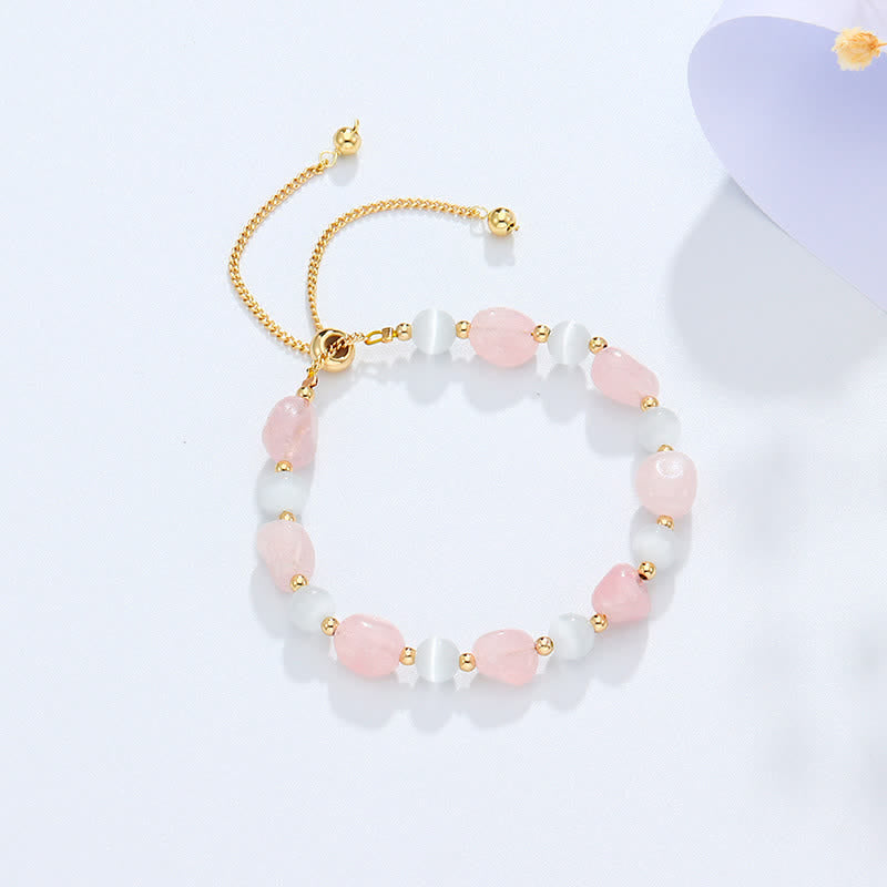 Bracelet de conscience spirituelle en cristal rose améthyste et quartz rutile noir - Cristal rose (Apaisant♥Chaleur) - image 8