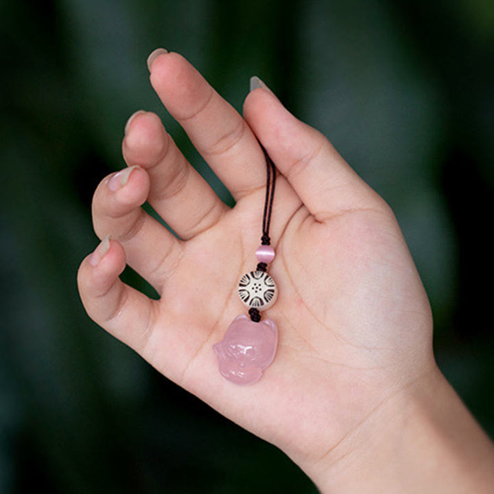 Décoration à suspendre pour téléphone en calcédoine naturelle Fox Harmony