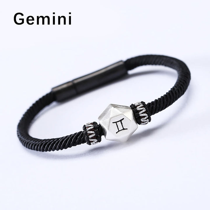 Bracelet en argent sterling 999 Buddha Stones et protection des 12 constellations du zodiaque, fait à la main - Gémeaux - 19CM - image 4