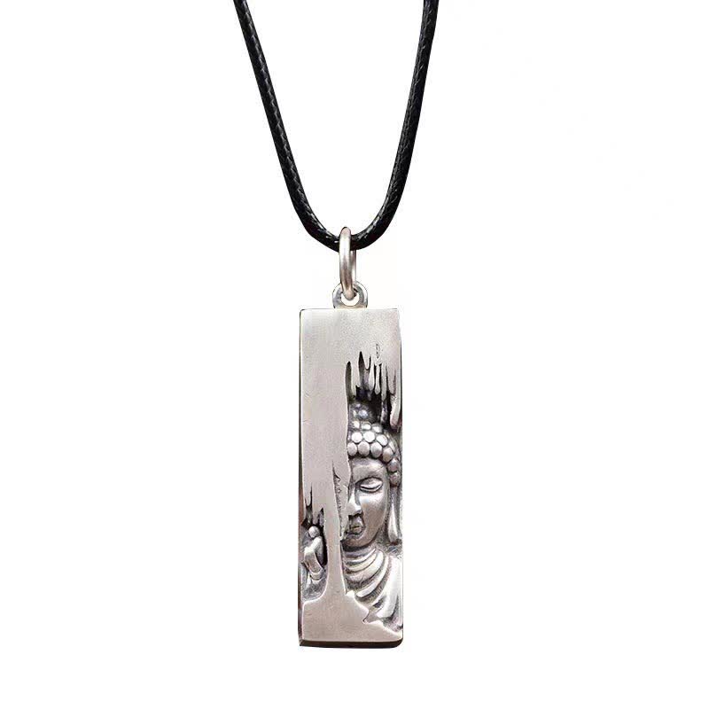 Buddha Stones pendentif porte-bonheur avec amulette de protection et de force du Bouddha Tathagata - Bouddha + corde en cuir de 60 cm - image 1