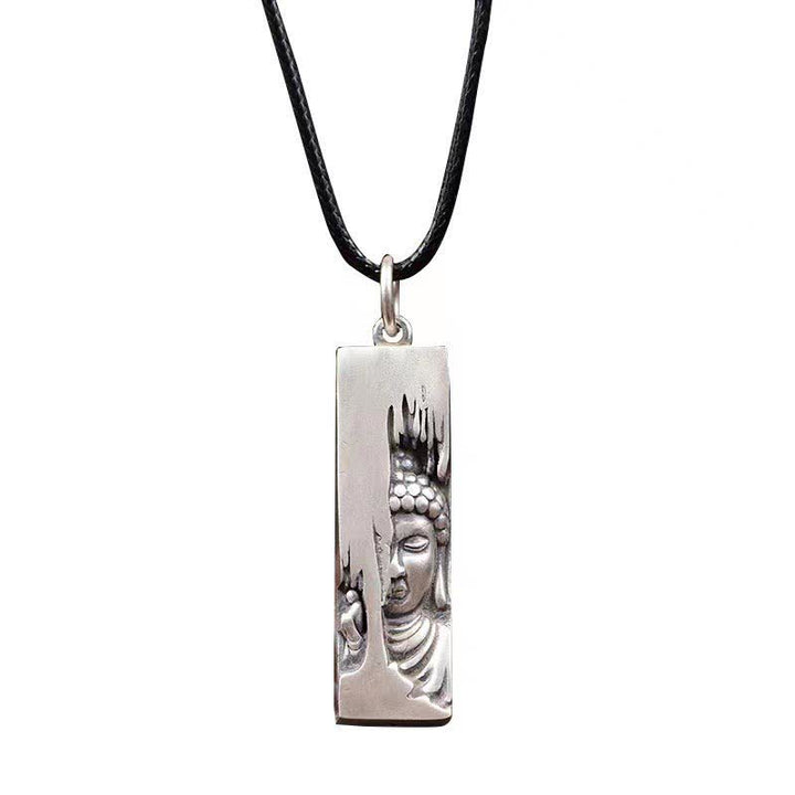 Buddha Stones pendentif porte-bonheur avec amulette de protection et de force du Bouddha Tathagata - Bouddha + corde en cuir de 60 cm - image 1