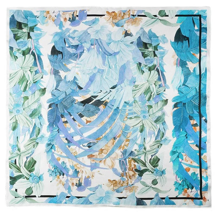 Écharpe en soie de mûrier 100 % peinture à l'huile de la jungle avec Buddha Stones et nuages de bon augure, écharpe de cou en soie double face de qualité supérieure 6A